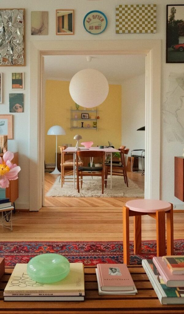 Colori pastello, fiori e icone del design per uno stile di carattere