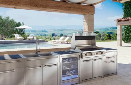 Una delle cucine outdoor proposte da Steel Cucine